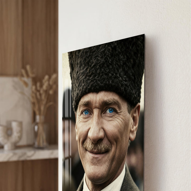 Gülümseyen Atatürk Cam Tablo