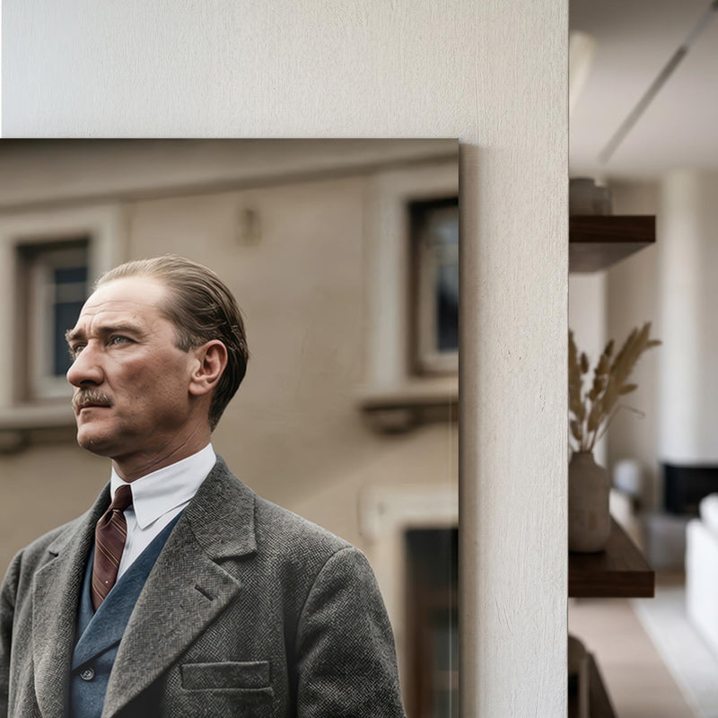 Palto Atatürk Portre Cam Tablo Ortam Görseli