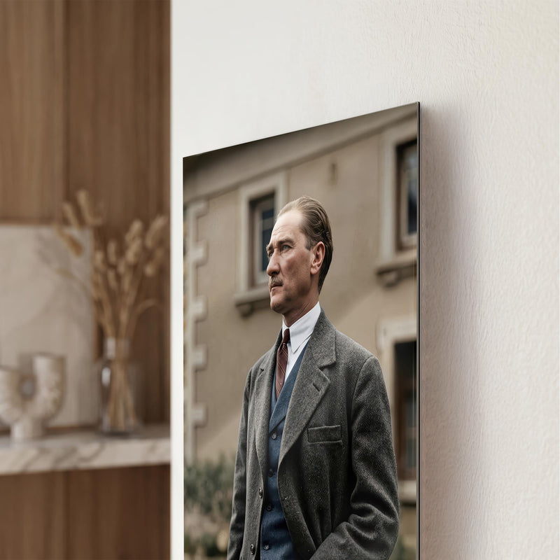 Palto Atatürk Portre Cam Tablo Ortam Görseli