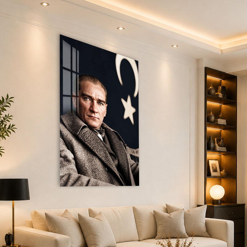 Tüvit Paltolu Atatürk Cam Tablo