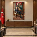 Halı Önünde Atatürk Cam Tablo
