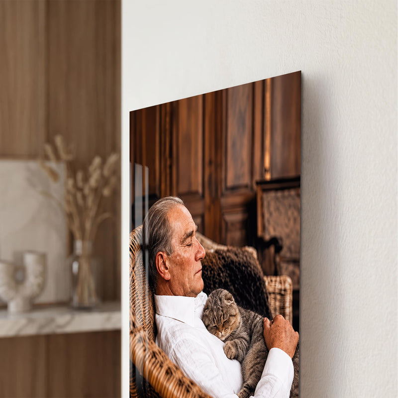 Kedisiyle Atatürk Cam Tablo