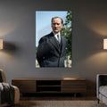 Çerçevesiz Lacivert Takım Atatürk Portre Cam Tablo
