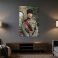 Çerçevesiz Madalyalı Atatürk Askeri Portre Cam Tablo