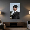 Çerçevesiz Kalpak Atatürk Profil Cam Tablo