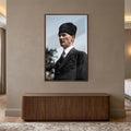 Ceviz Çerçeveli Kalpak Atatürk Profil Cam Tablo