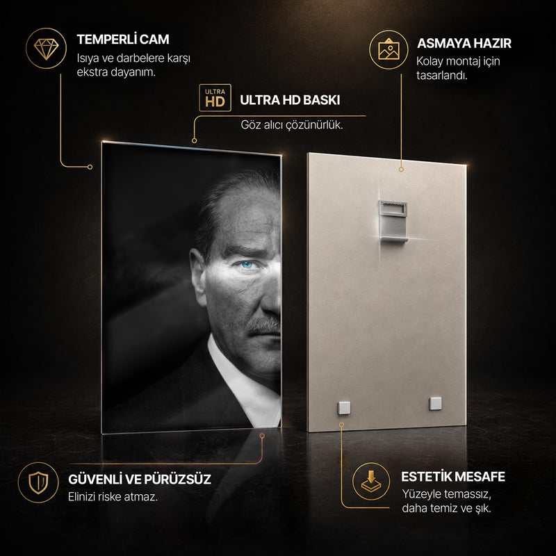Atatürk Mavi Göz Dramatik Cam Tablo – Cam Tablo