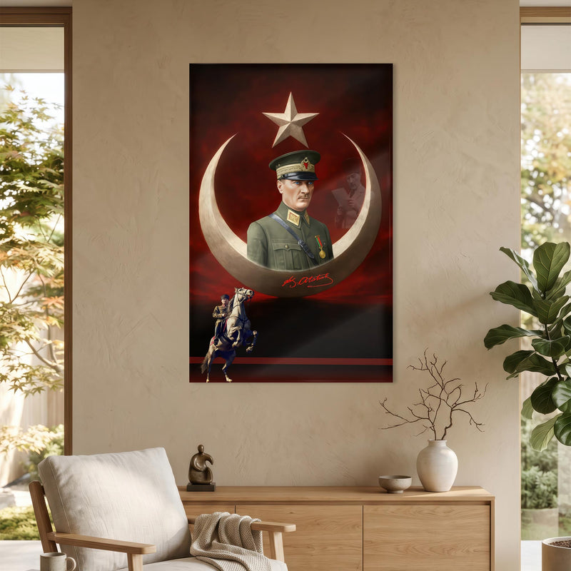 Hilal Yıldız Atatürk Dijital Sanat Cam Tablo Ortam Görseli