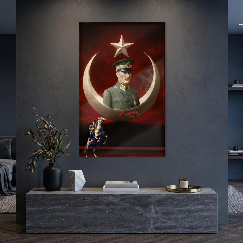 Hilal Yıldız Atatürk Dijital Sanat Cam Tablo Ortam Görseli