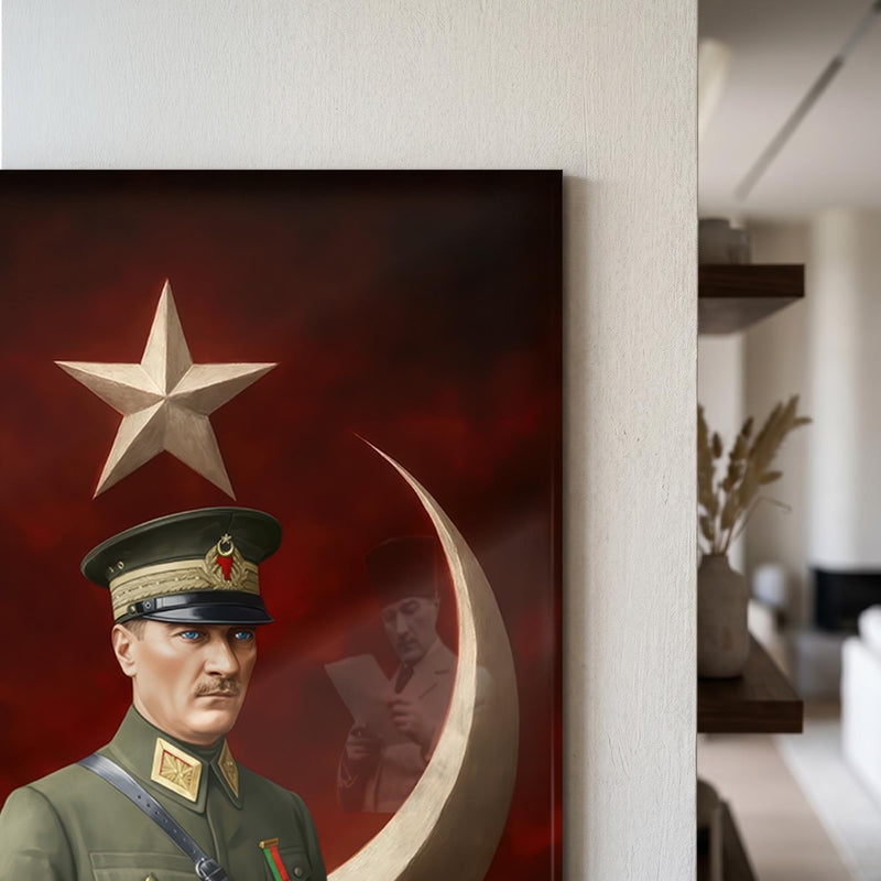 Hilal Yıldız Atatürk Dijital Sanat Cam Tablo Ortam Görseli