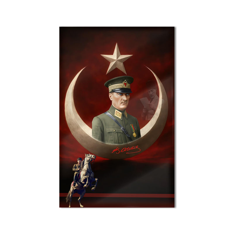 Hilal Yıldız Atatürk Dijital Sanat Cam Tablo Ortam Görseli