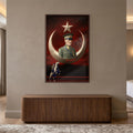 Ceviz Çerçeveli Hilal Yıldız Atatürk Dijital Sanat Cam Tablo
