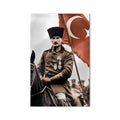 At Üstünde Atatürk Türk Bayrağı Cam Tablo Ortam Görseli