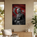 Türk Bayrağı Önünde Atatürk Cam Tablo Ortam Görseli