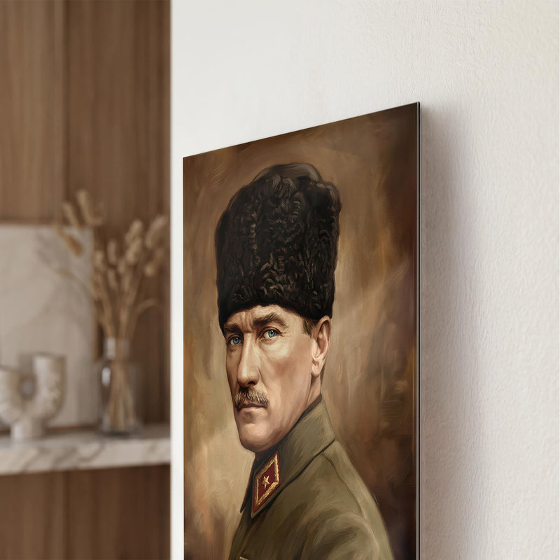 Yağlı Boya Atatürk Portre Cam Tablo Ortam Görseli