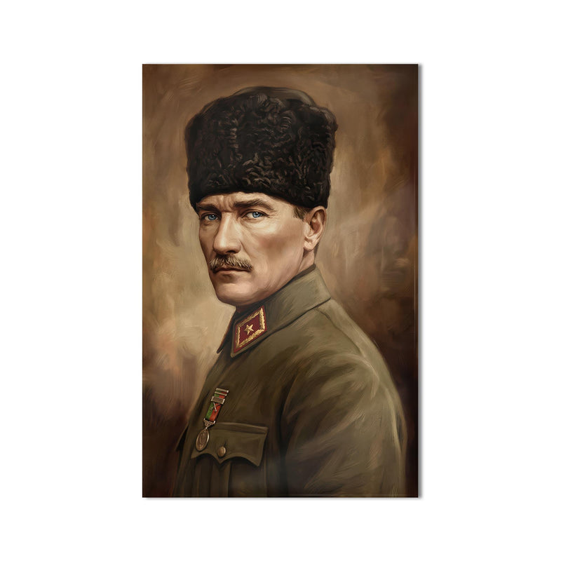 Yağlı Boya Atatürk Portre Cam Tablo Ortam Görseli