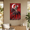 At Üstünde Atatürk Bayrak Cam Tablo Ortam Görseli