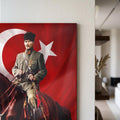 At Üstünde Atatürk Bayrak Cam Tablo Ortam Görseli