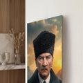 Gün Batımı Atatürk Portre Cam Tablo Ortam Görseli
