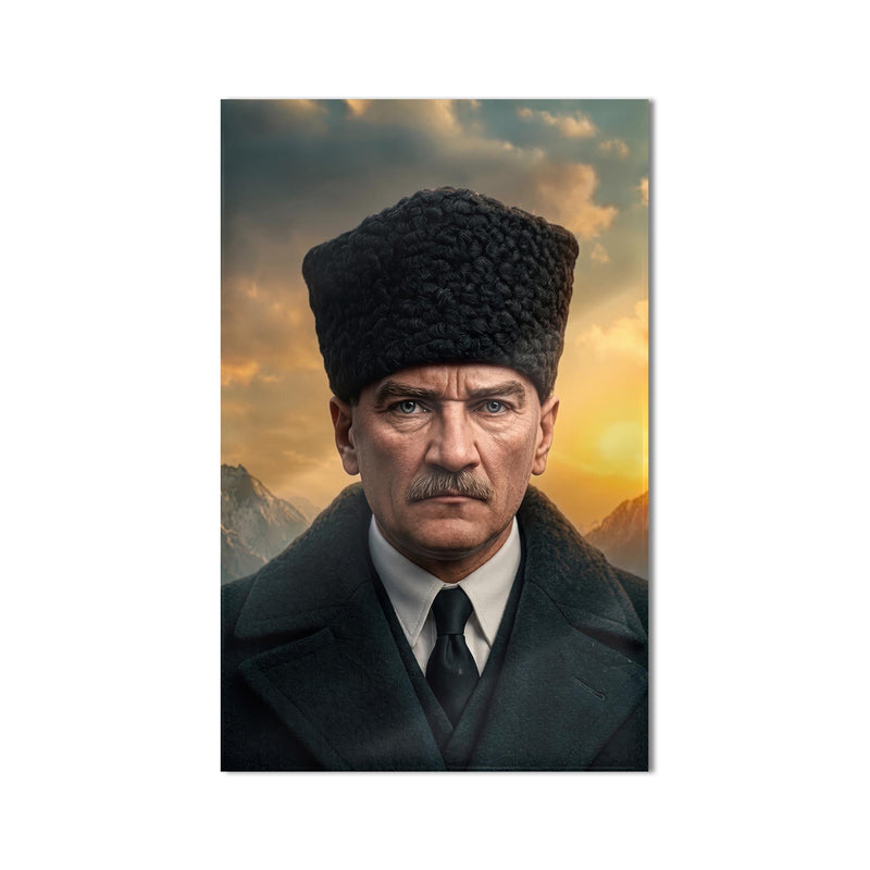 Gün Batımı Atatürk Portre Cam Tablo Ortam Görseli