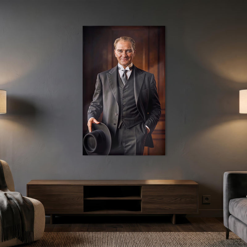 Çerçevesiz Atatürk İmza Portre Cam Tablo