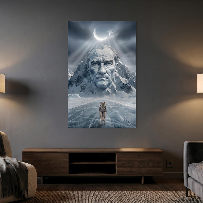 Çerçevesiz Bozkurt Atatürk Kar Cam Tablo