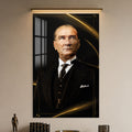 Altın Işıltılı Atatürk Cam Tablo