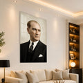 Krem Fonda Atatürk Cam Tablo
