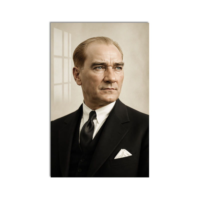 Krem Fonda Atatürk Cam Tablo