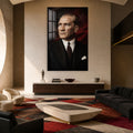 Bayrak Gölgesinde Atatürk Cam Tablo