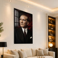 Bayrak Gölgesinde Atatürk Cam Tablo