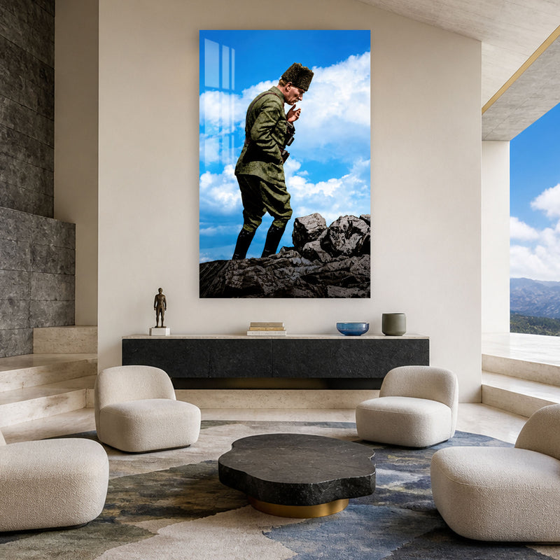 Kayalıkta Atatürk Cam Tablo