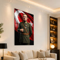 Yeşil Üniformalı Atatürk Cam Tablo
