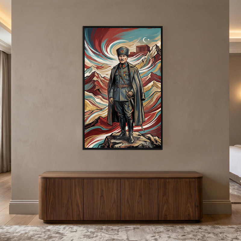 Atatürk Renkli Spiral Kalpak Cam Tablo – Cam Tablo