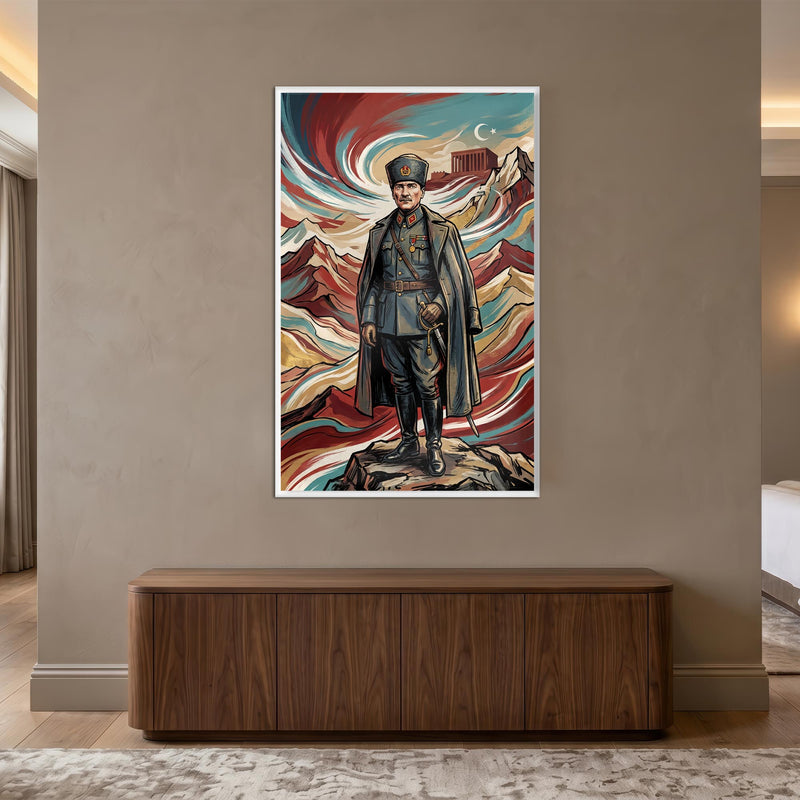 Atatürk Renkli Spiral Kalpak Cam Tablo – Cam Tablo