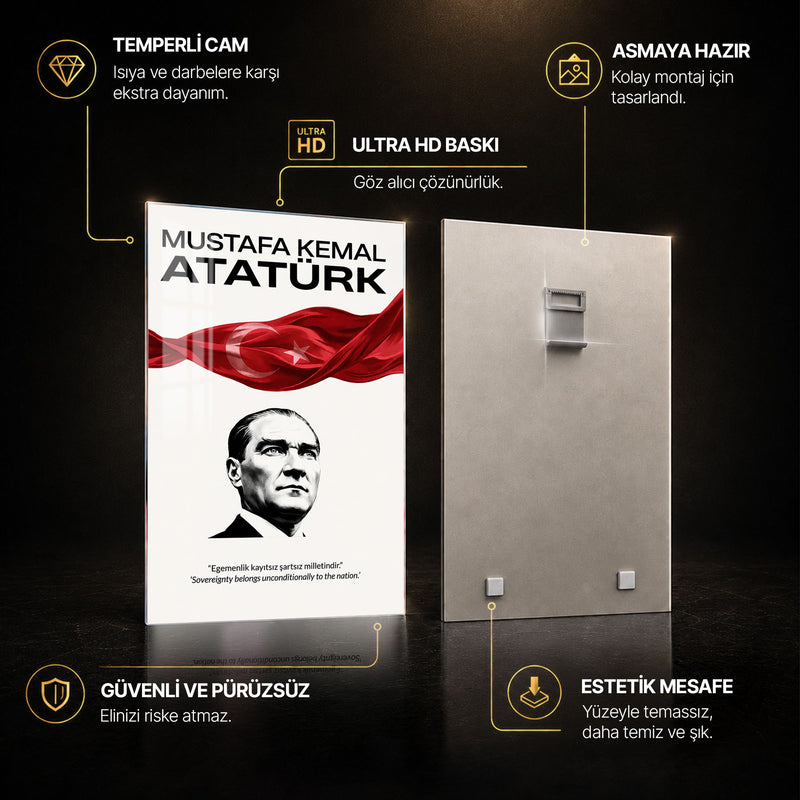 Egemenlik Sözlü Atatürk Cam Tablo