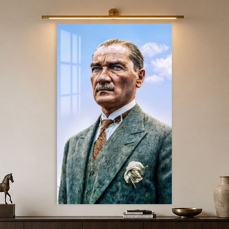 Mavi Gökte Atatürk Cam Tablo