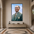 Mavi Gökte Atatürk Cam Tablo – Siyah Çerçeveli