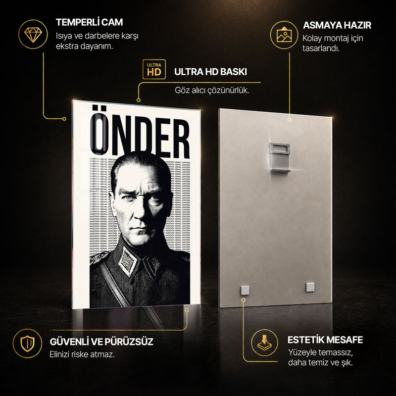 Önder Posteri Atatürk Cam Tablo