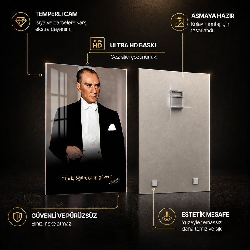 Sözlü Frak Atatürk Cam Tablo