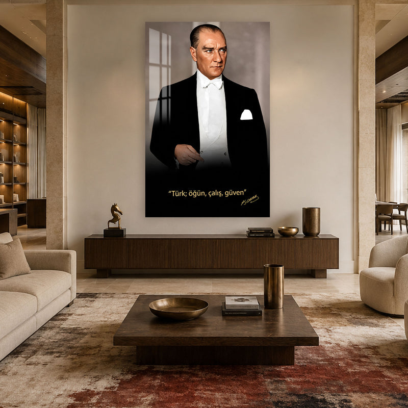 Sözlü Frak Atatürk Cam Tablo