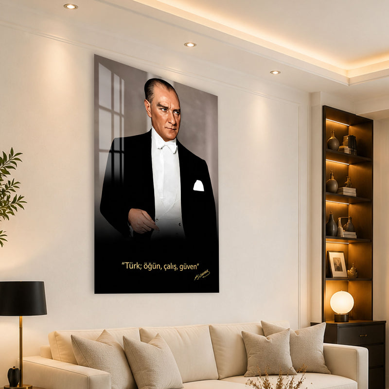 Sözlü Frak Atatürk Cam Tablo