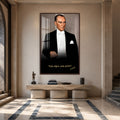 Sözlü Frak Atatürk Cam Tablo – Ceviz Çerçeveli