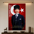 Bayraklı Sözlü Atatürk Cam Tablo
