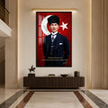 Bayraklı Sözlü Atatürk Cam Tablo – Siyah Çerçeveli