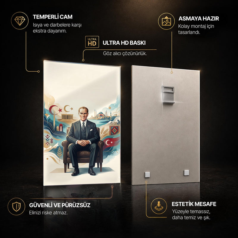 Atatürk Türkiye Sembolleri Cam Tablo – Cam Tablo