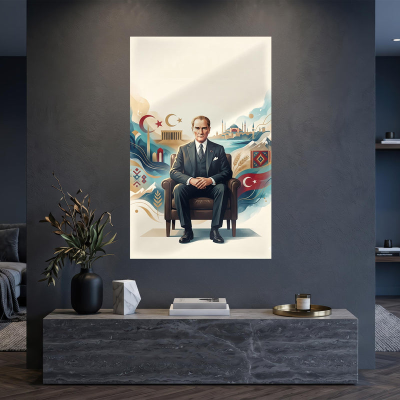 Atatürk Türkiye Sembolleri Cam Tablo – Cam Tablo