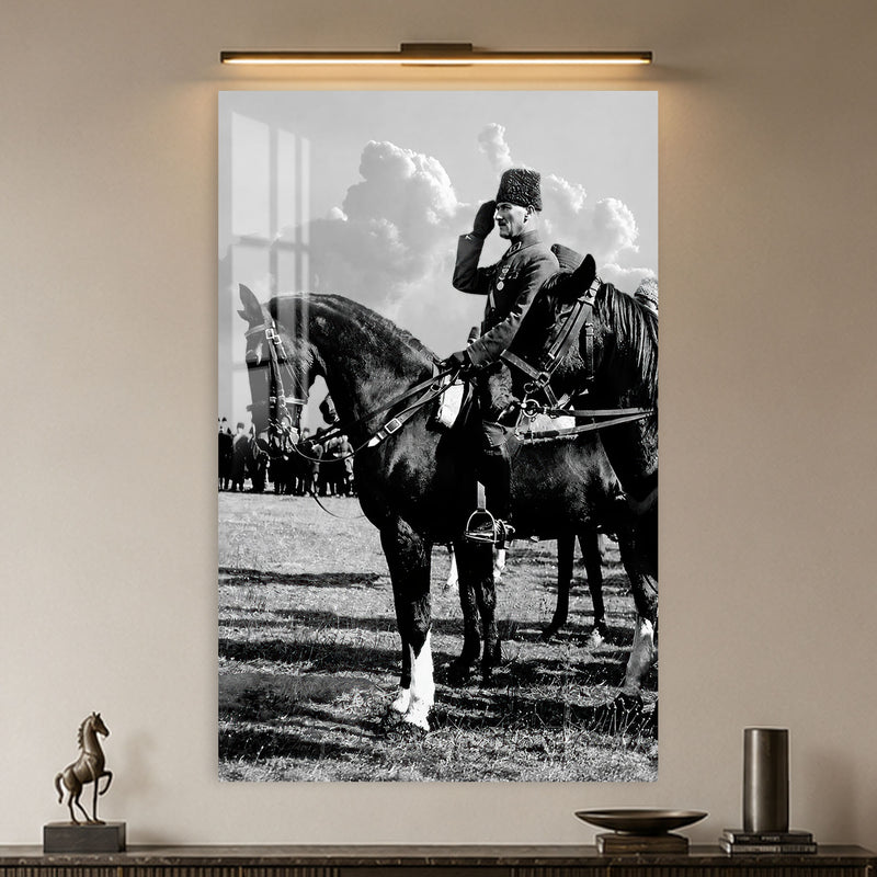 Atlı Atatürk Cam Tablo