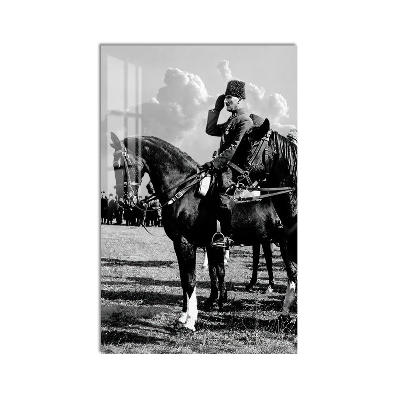 Atlı Atatürk Cam Tablo