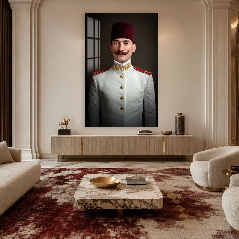 Fesli Genç Atatürk Cam Tablo